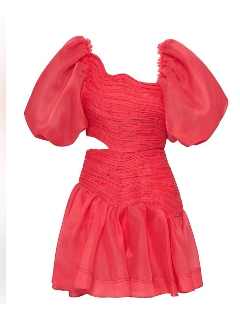 NWT Aje Joan Puff Sleeve Mini Dress Rouge Pink - Picture 7 of 11